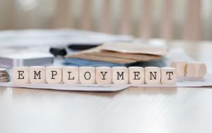 wooden letters Employment on the table